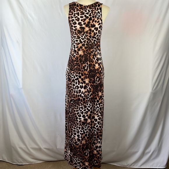 H&M Soft Brown and Cream Leopard Print Tank Bodycon Maxi Dress - Size XS - Picture 6 of 12